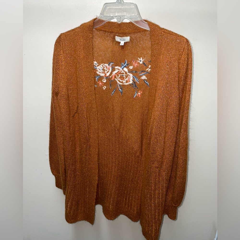 Mustard Embroidered Cardigan